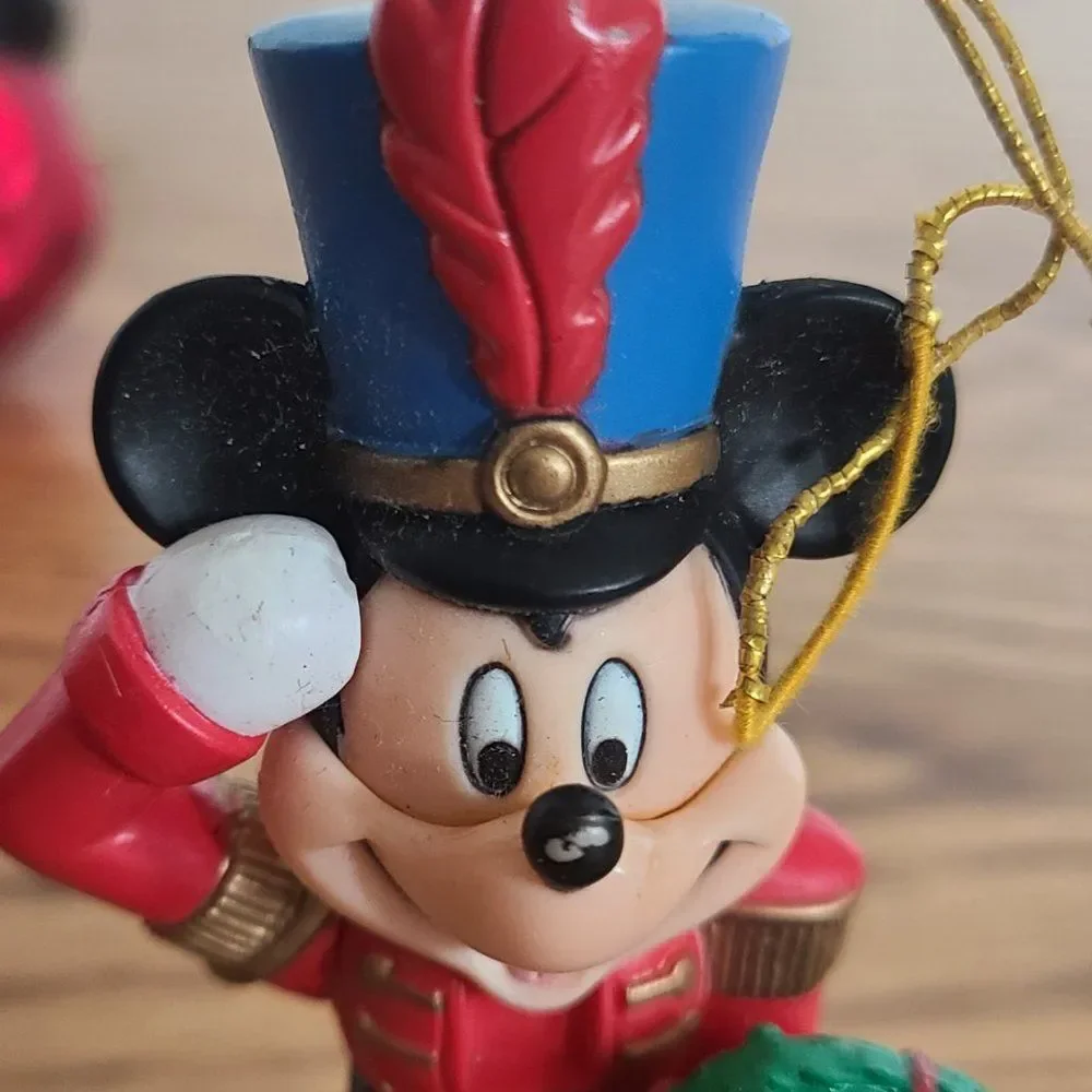 Disney Vintage Blown Glass Minnie Mouse and Mickey Mouse Nutcracker Ornaments